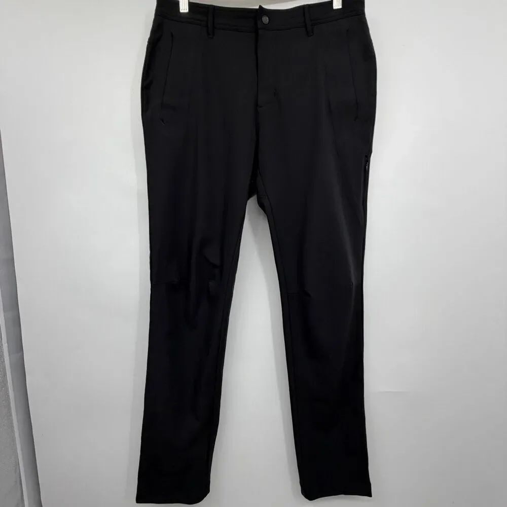 Lululemon Black Flat Front Straight Leg Commute Trouser Pants Size 34